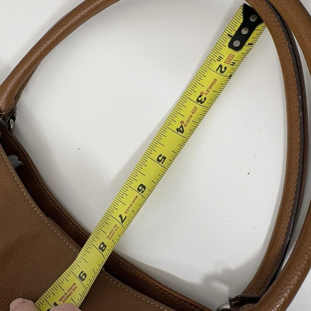 Tignanello‎ Caramel Graham Cracker Brown Pebbled Leather Hobo Bag Silver Y2K 15